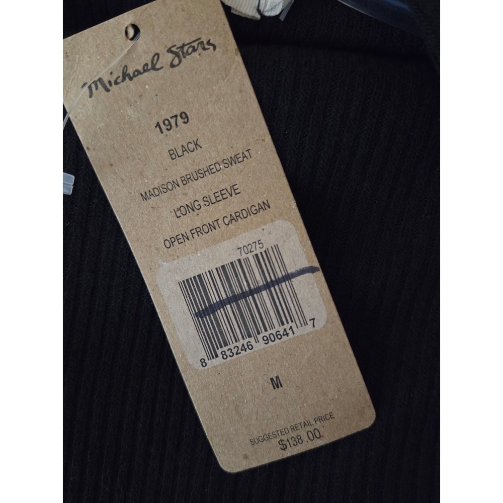 MICHAEL STARS open front cardigan Women's Medium lightweight sweater black NWT - Picture 6 of 7